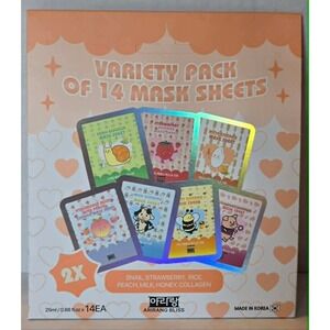 Arirang Bliss K-Beauty Variety Pack of 14 Mask Sheets Snail Collagen Honey 25ml